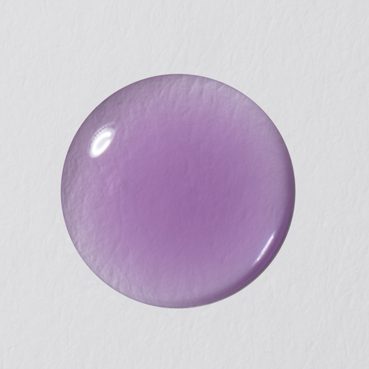 Round purple object on a light gray background