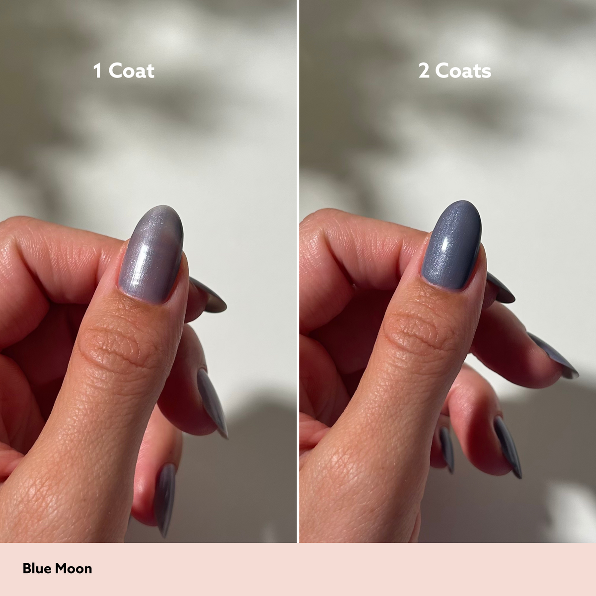 Blue Moon by Dazzle Dry Lacquer Painted One Coat vs. 2 Coats