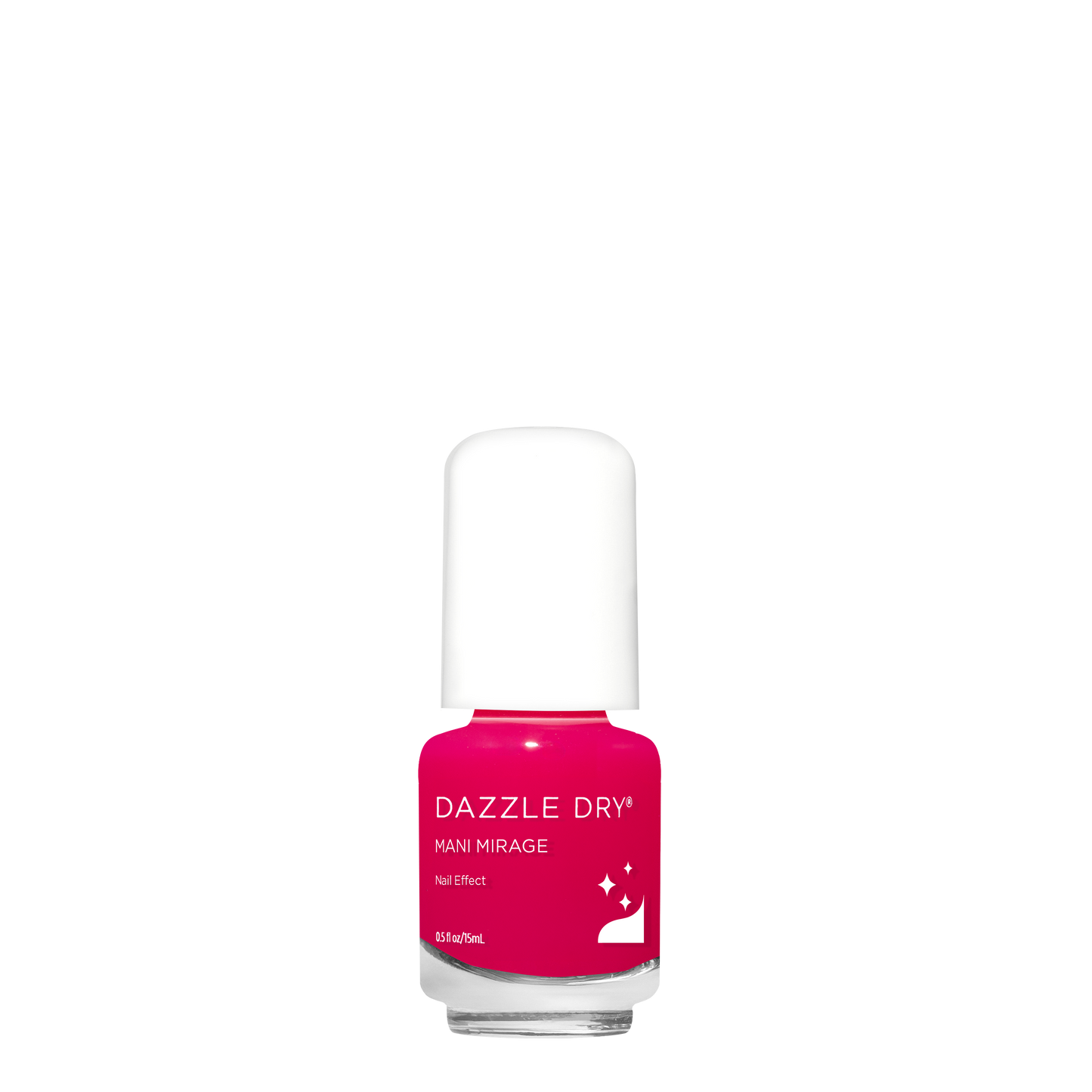 Pink nail polish bottle with 'DAZZLE DRY' label on a white background
