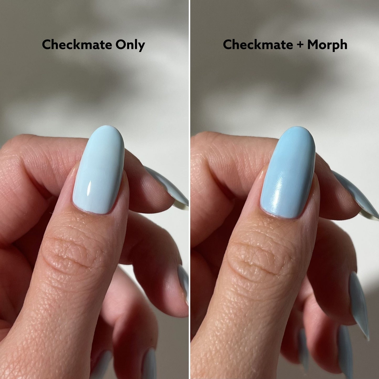 nail comparison with different blue layers