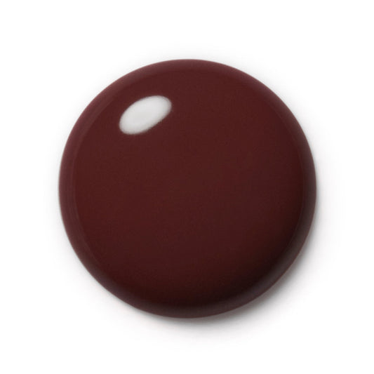 A glossy, deep burgundy circular color swatch on a clean white background.