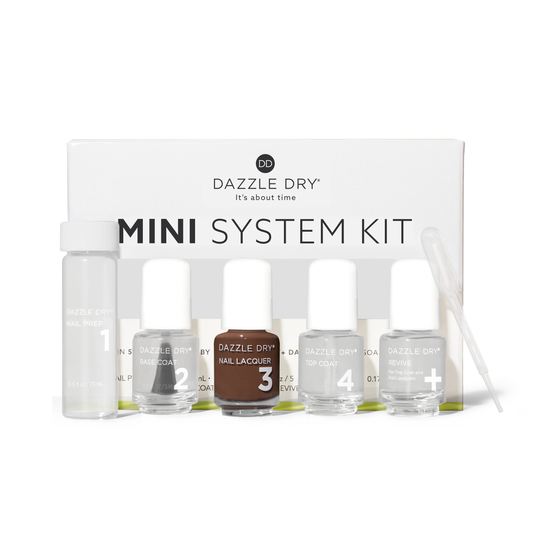 Fringe Mini Kit - Mini Nail Prep Bottle, Mini Base Coat Bottle, Mini Fringe Nail Lacquer Bottle, Mini Top Coat Bottle, Mini Revive Bottle