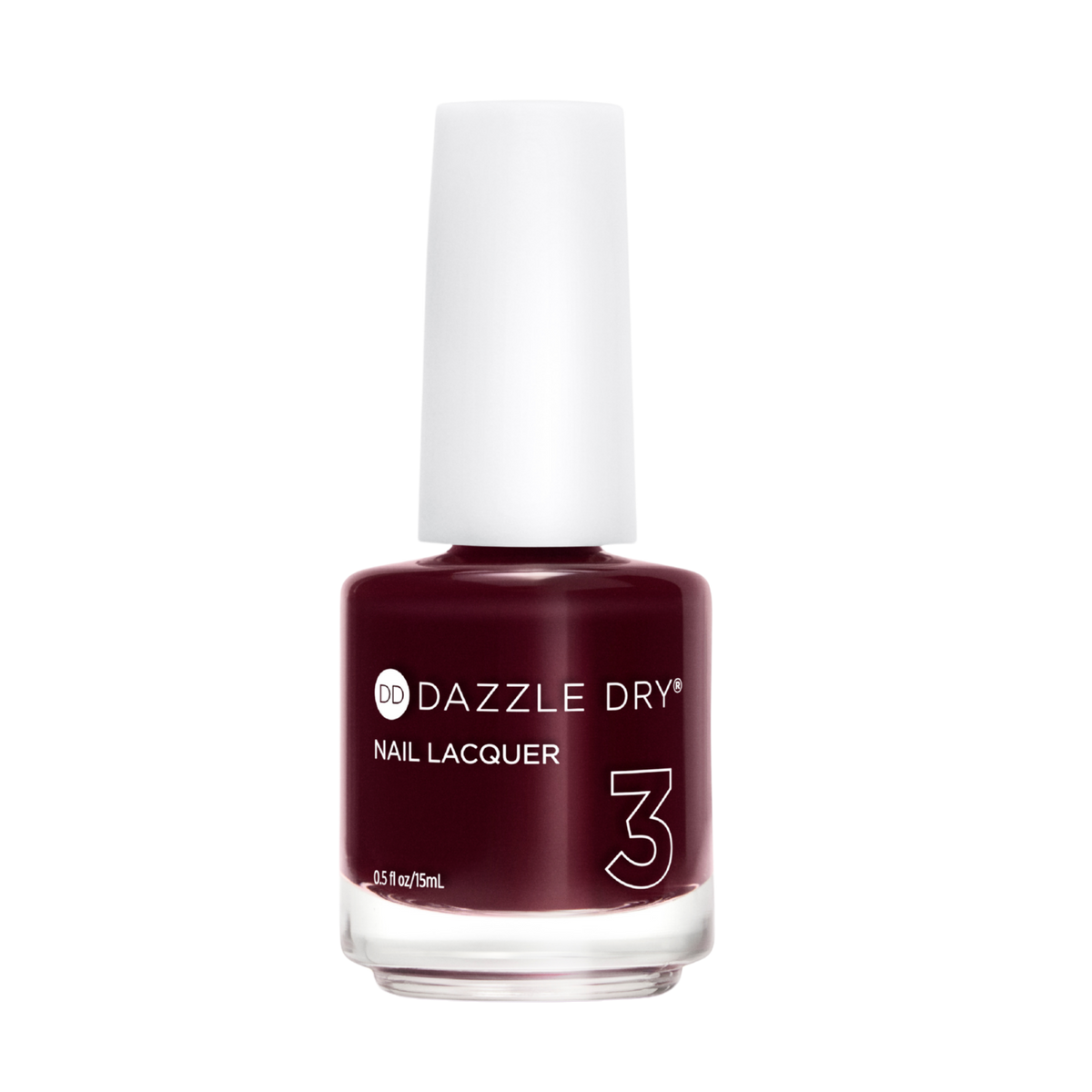 Full Size nail polish bottle form Dazzle Dry of a dark red color called Cherry Soiree