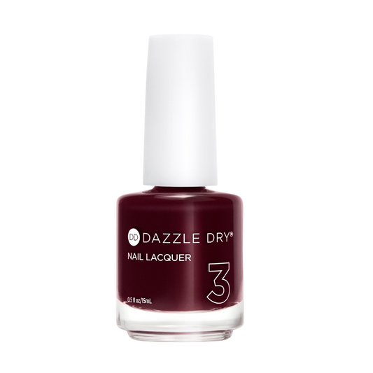Full Size nail polish bottle form Dazzle Dry of a dark red color called Cherry Soiree
