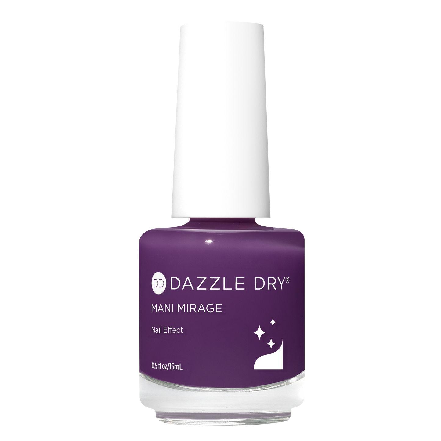 Purple nail polish bottle with white cap on a white background