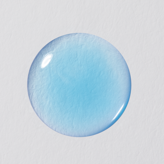 Blue circular object on a light gray background