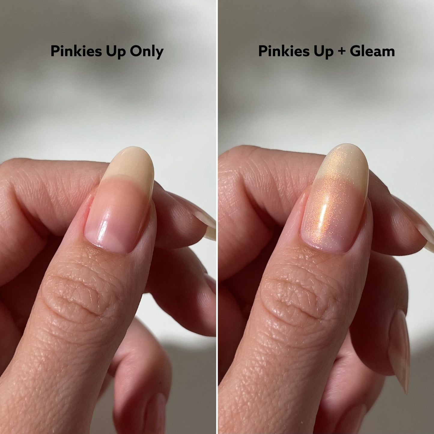 nail comparison with glitter layer