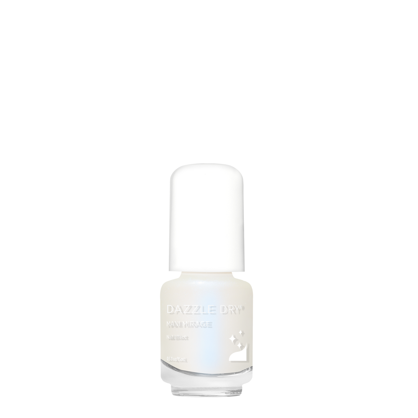 Nail polish bottle with a white cap on a white background