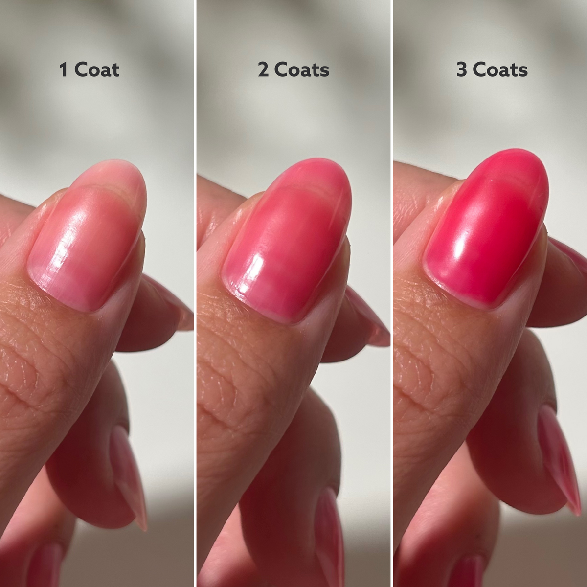 Hand Showing Different Coats For Sugar Dipped Jelly Polish by Dazzle Dry