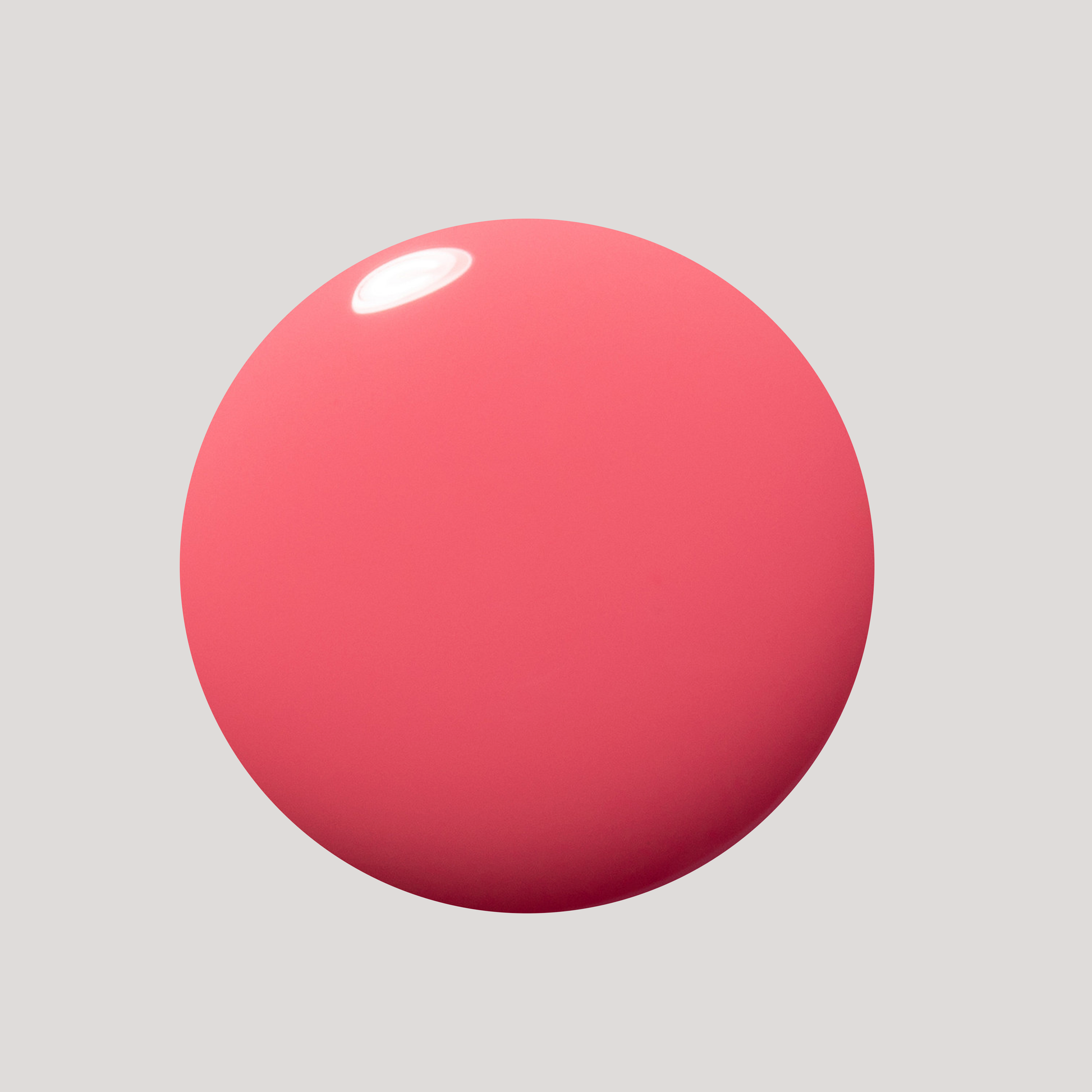 A glossy pink sphere centered on a light gray background.