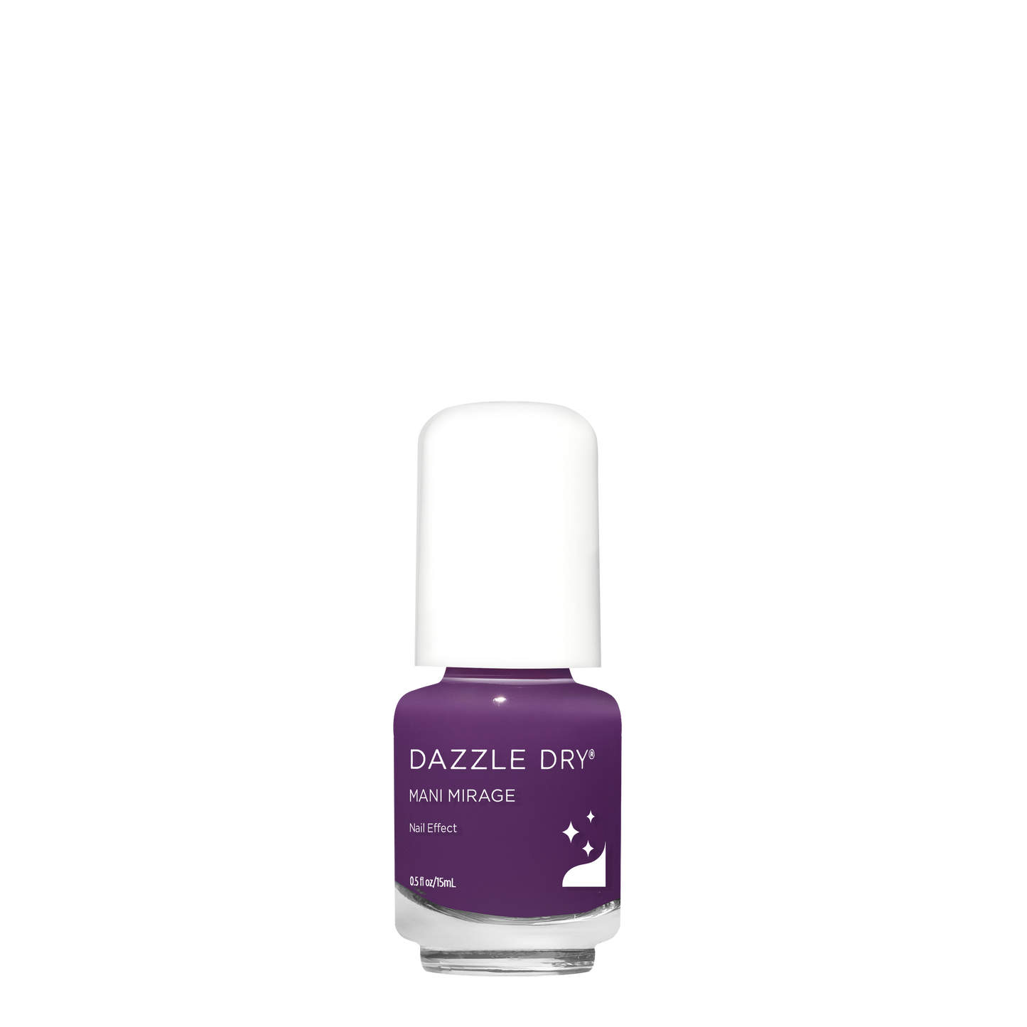 Purple nail polish bottle with 'Dazzle Dry' label on a white background