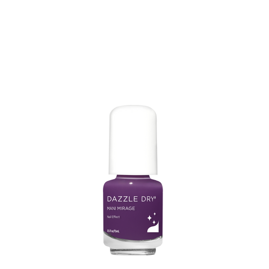 Purple nail polish bottle with 'Dazzle Dry' label on a white background