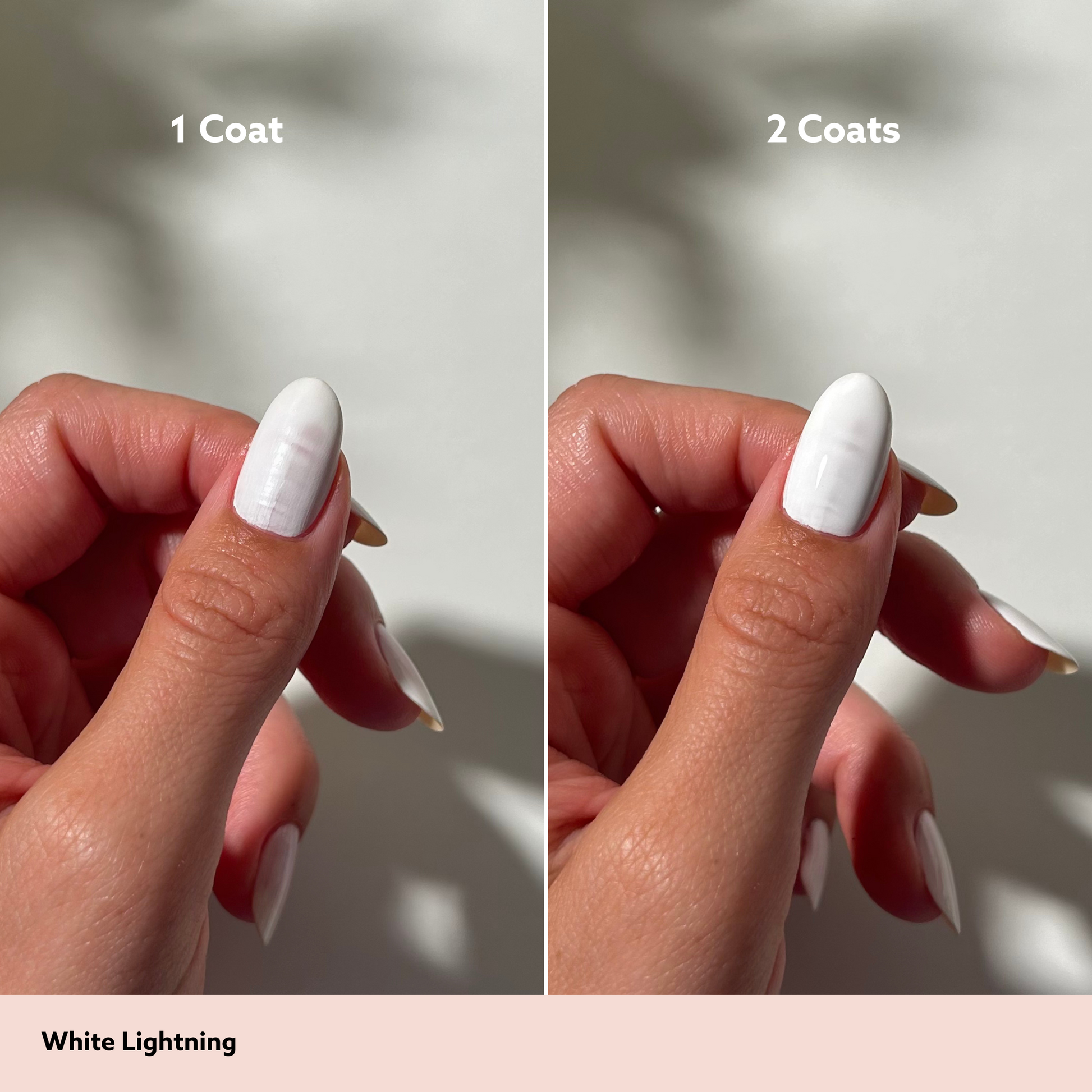White Lightning by Dazzle Dry Lacquer Painted One Coat vs. 2 Coats