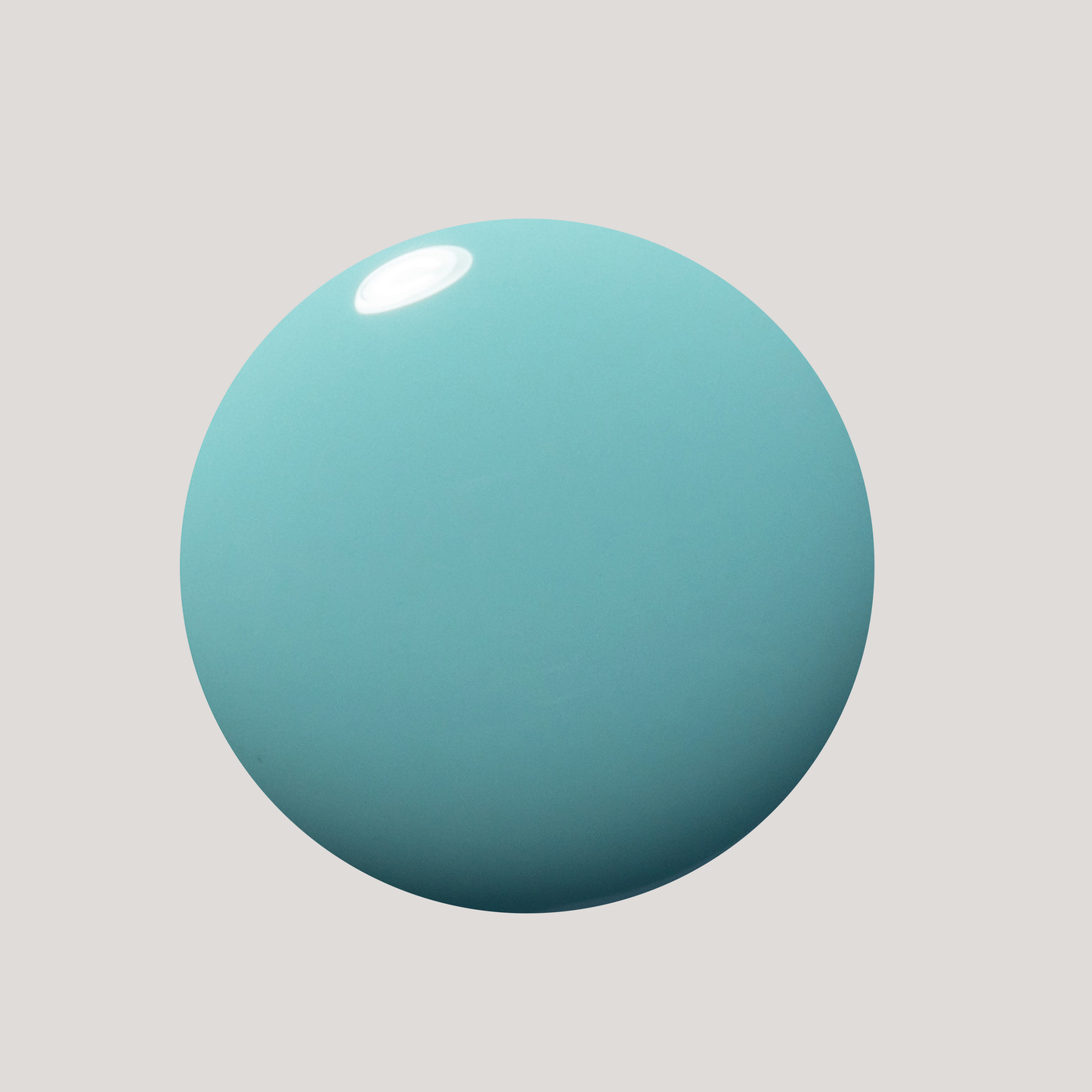 A glossy, smooth teal-blue sphere centered on a light gray background.